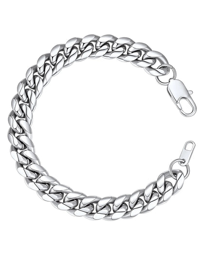 Bracelet for Men Chunky Cuban Bracelet 10MM 7.5 Inch Stainless Steel Chain Bracelet Mens Birthday Valentines Day Jewelry Gifts for Him Dad Adults Age